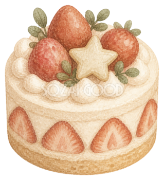 いちごのクリスマスケーキイラスト｜水彩絵本タッチの無料素材95704