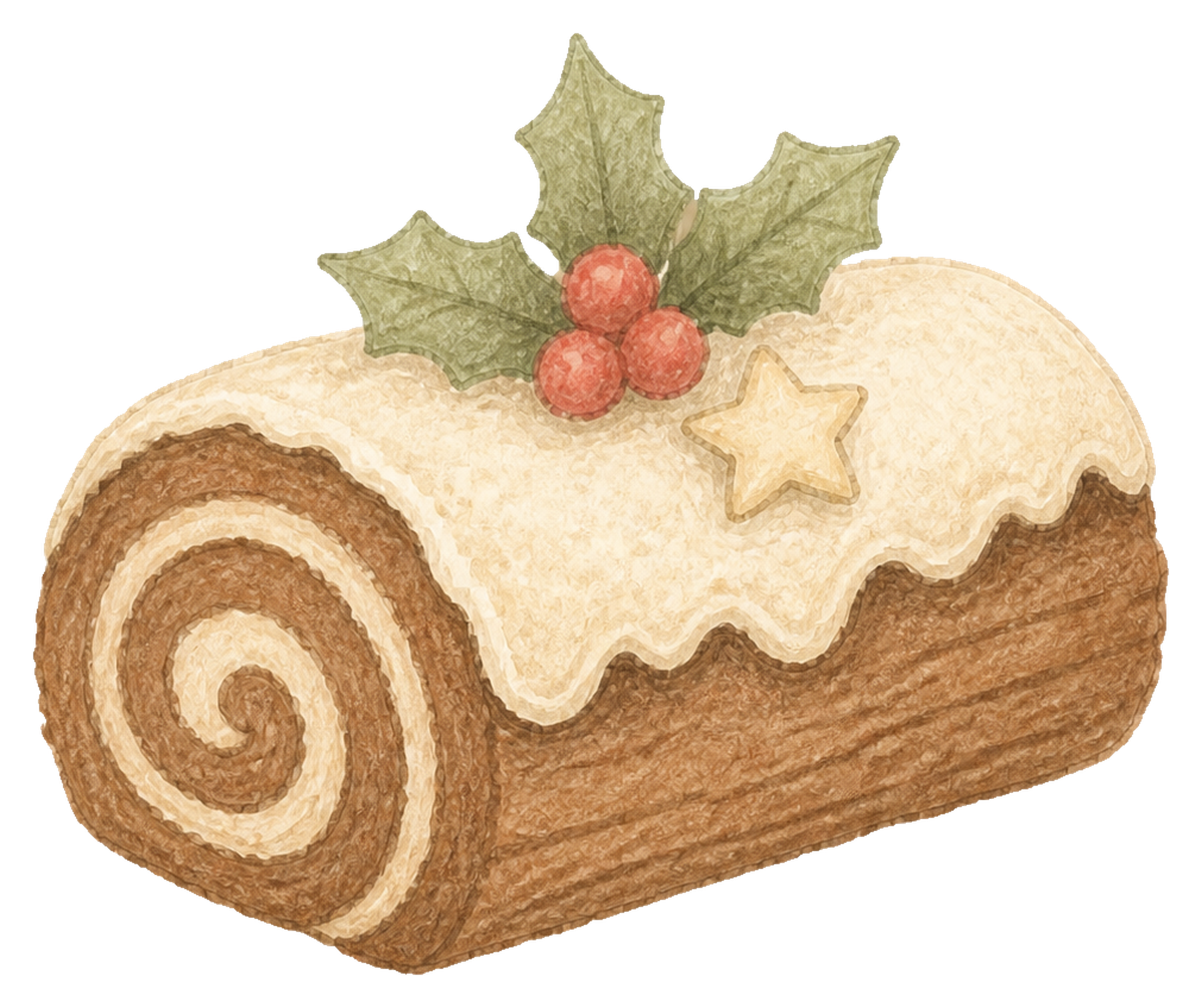 切り株型チョコレートケーキのイラスト｜クリスマス無料素材95705に写真・文字を入れる