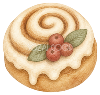 クリスマスシナモンロールのイラスト｜かわいい水彩無料素材95709