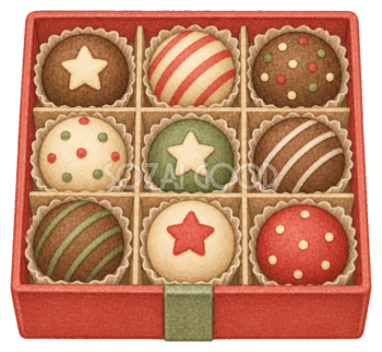 クリスマスチョコレートボックスのイラスト｜9粒入り無料素材95712