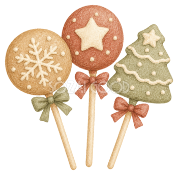 クリスマスケーキポップ3本のイラスト｜水彩絵本タッチの無料素材95713