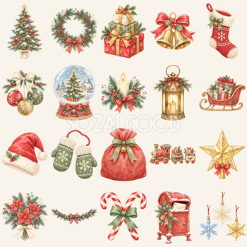 クリスマス小物イラスト20選｜かわいい水彩絵本タッチの無料素材95723