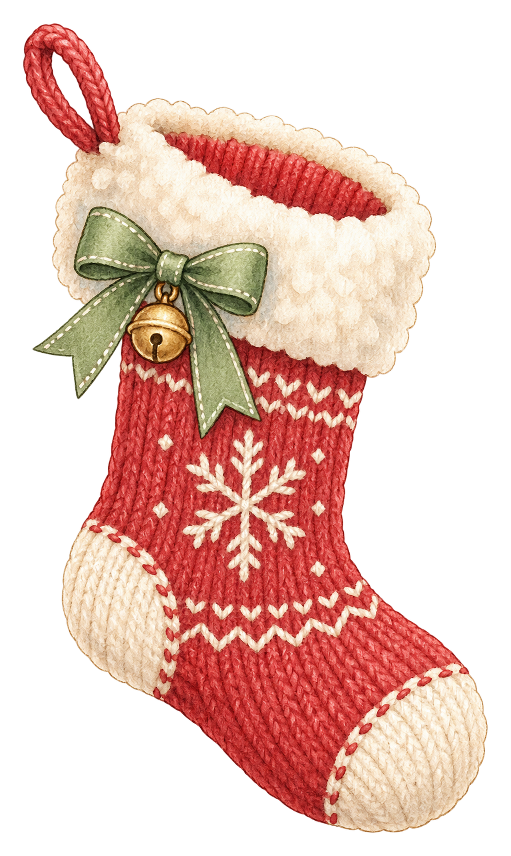 赤い編み物のクリスマス靴下イラスト｜無料素材95728に写真・文字を入れる