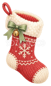 赤い編み物のクリスマス靴下イラスト｜無料素材95728