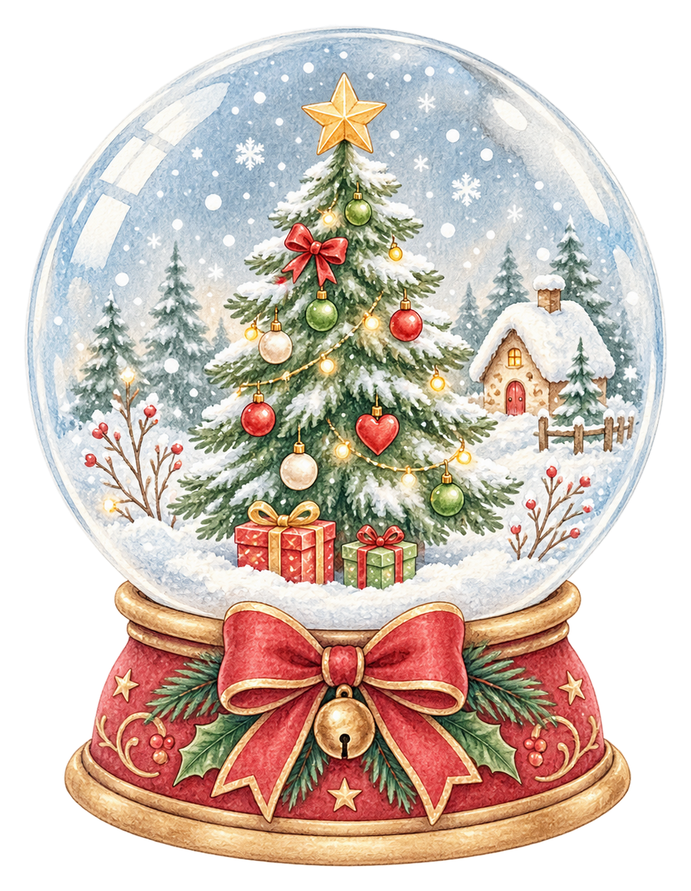 クリスマスツリー入りスノードームイラスト｜無料素材95730に写真・文字を入れる