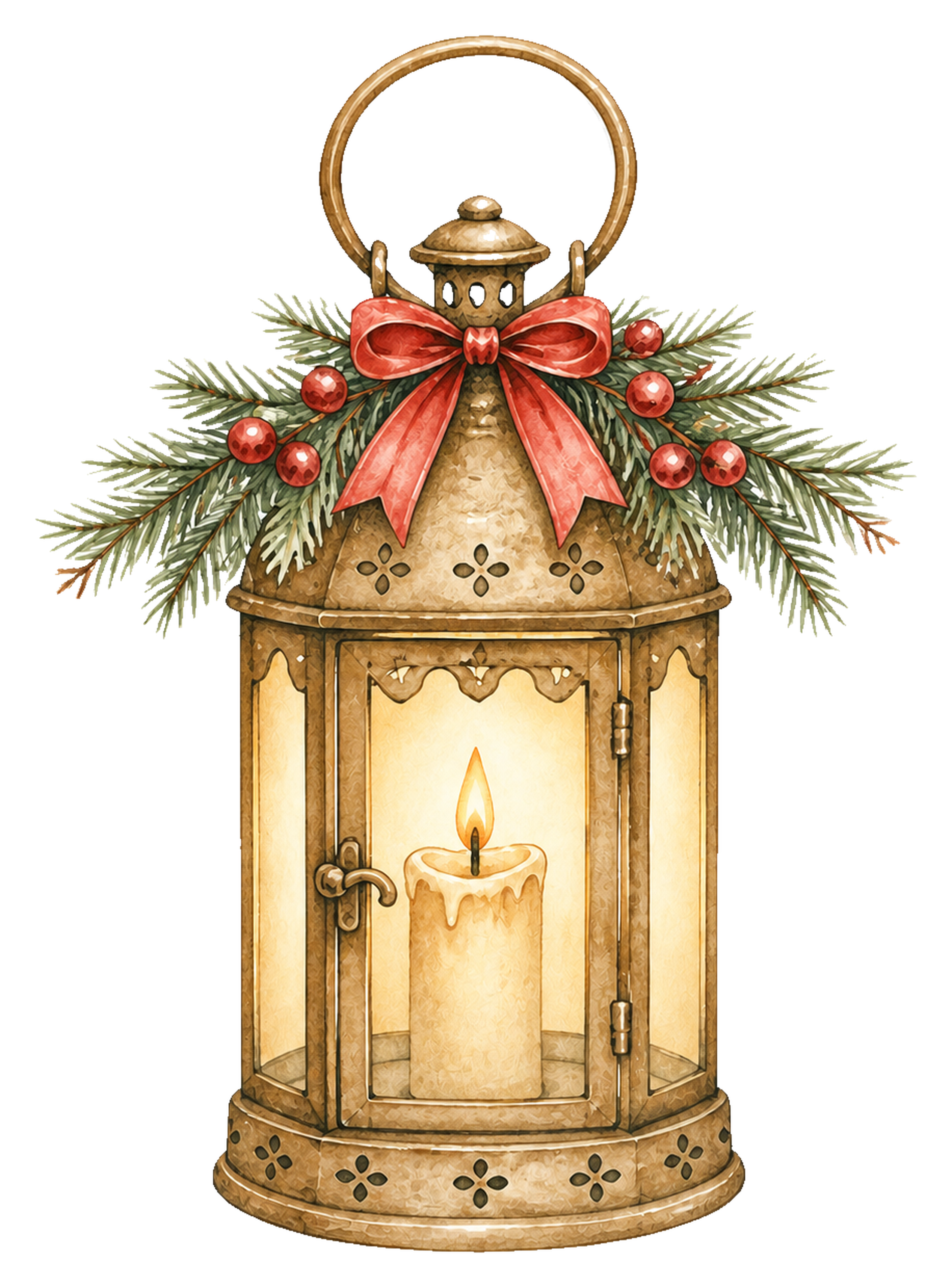 灯りが温かなクリスマスランタンイラスト｜無料素材95732に写真・文字を入れる