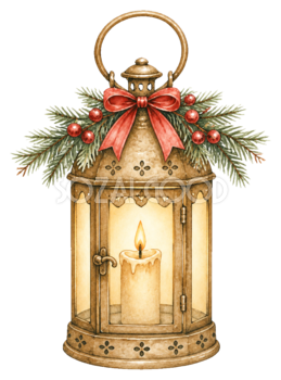 灯りが温かなクリスマスランタンイラスト｜無料素材95732