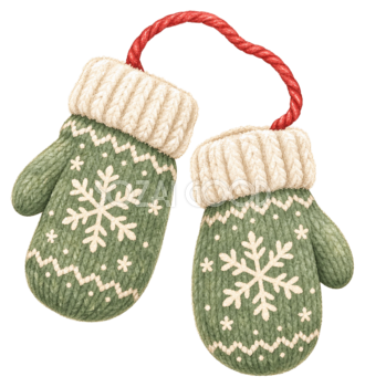 雪の結晶柄がかわいいクリスマスミトンイラスト｜無料素材95735