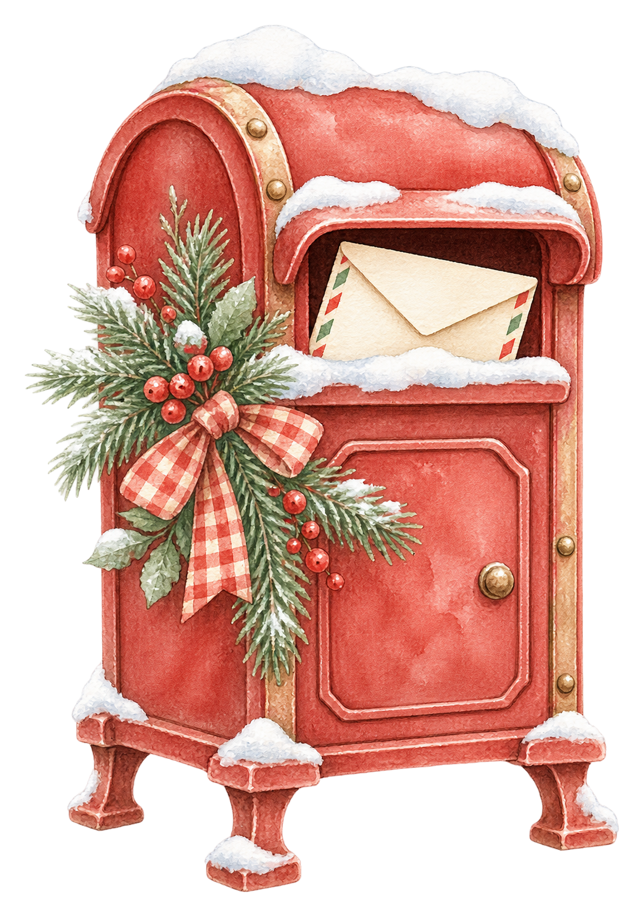 手紙が入った赤いクリスマスポストイラスト｜無料素材95742に写真・文字を入れる