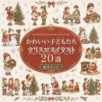 絵本タッチの子どもたちのクリスマス20選｜無料イラスト素材95744