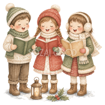 クリスマスの歌を歌う子どもたち｜無料イラスト素材95752
