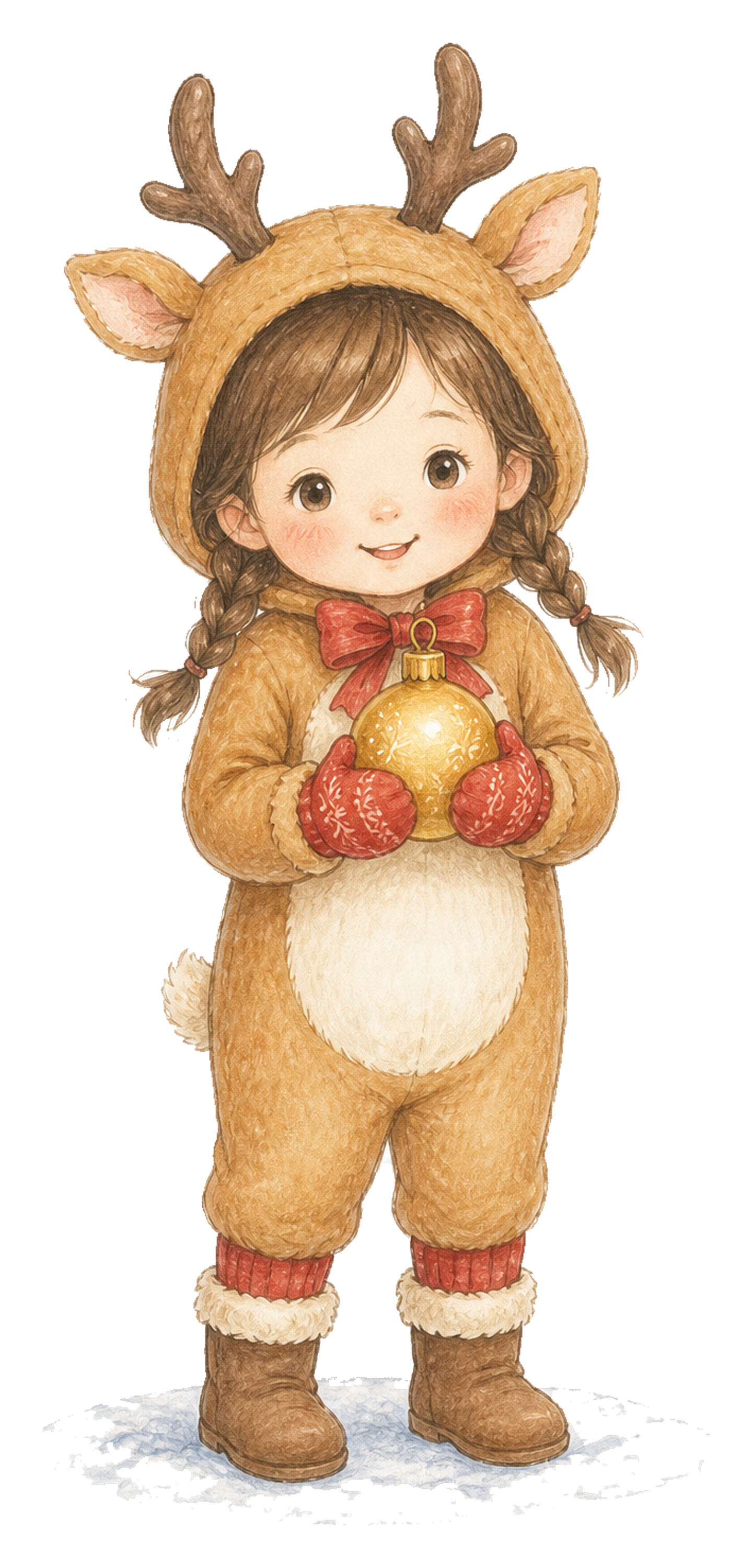 トナカイ衣装のかわいい女の子｜クリスマス無料イラスト素材95758に写真・文字を入れる