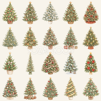 水彩絵本タッチのかわいいクリスマスツリーイラスト20選｜無料素材95765