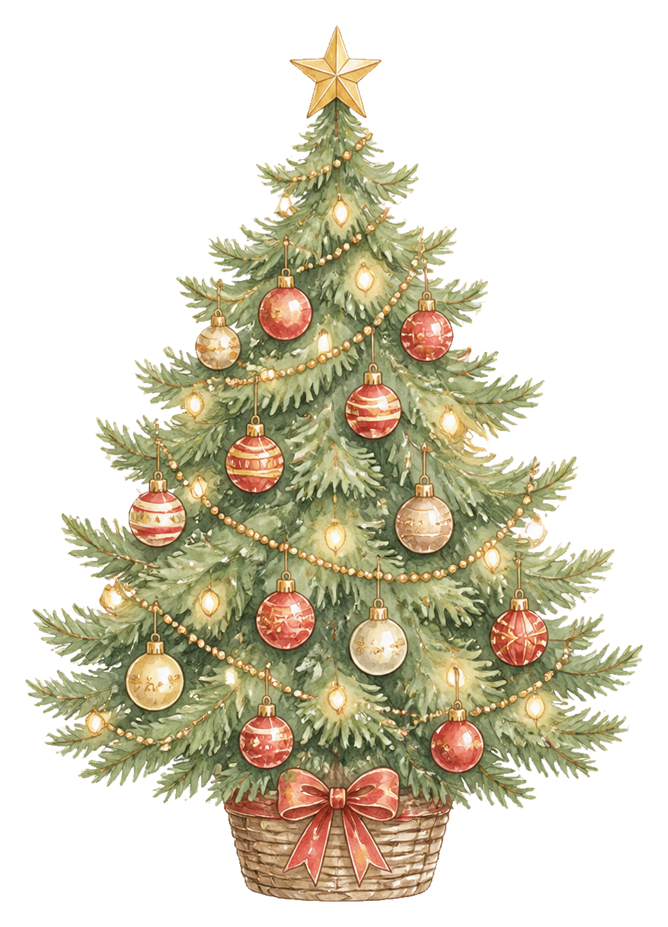 赤と金のかわいいクリスマスツリーイラスト｜無料素材95766に写真・文字を入れる