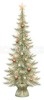 細身で背の高いクリスマスツリーイラスト｜無料素材95777