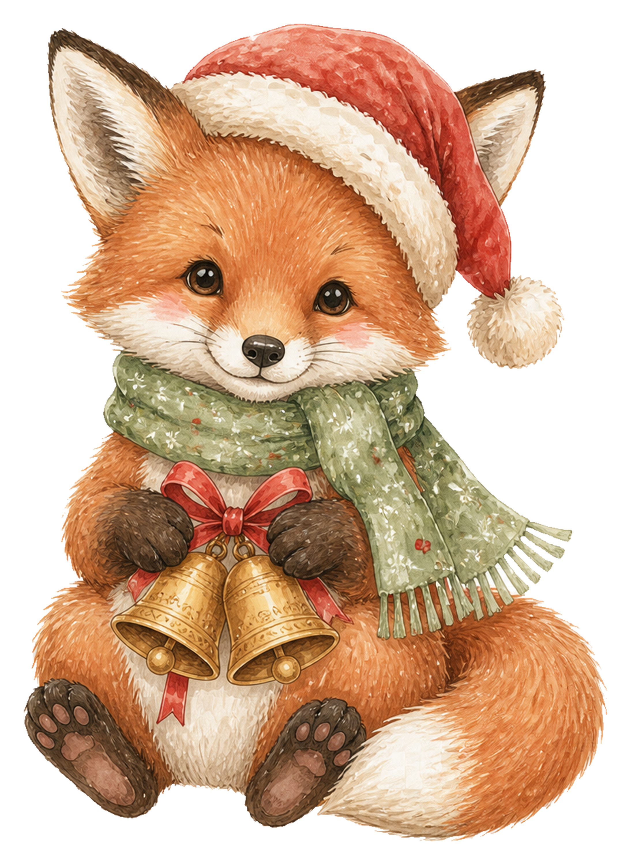 二つのクリスマスベルを持つキツネのイラスト｜無料素材95792に写真・文字を入れる