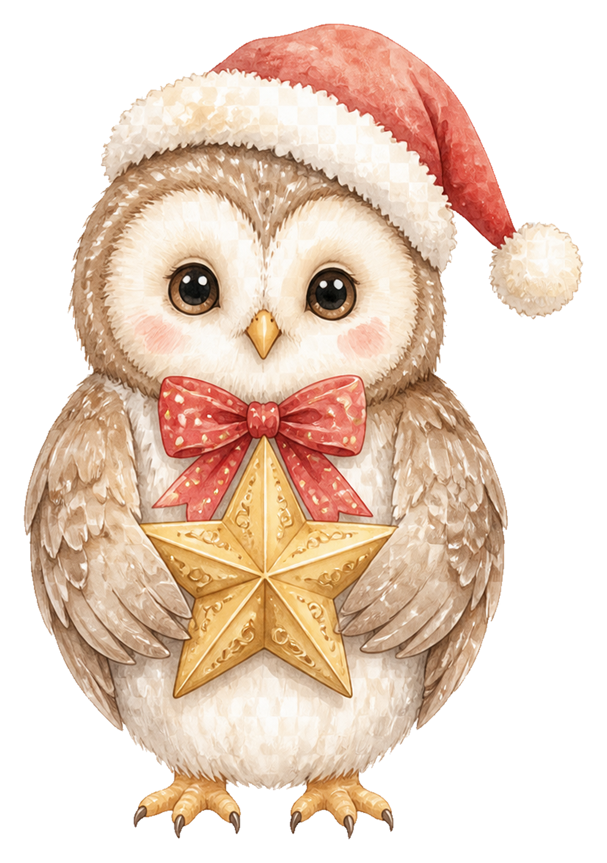 金色の星を抱えるフクロウのクリスマスイラスト｜無料素材95793に写真・文字を入れる