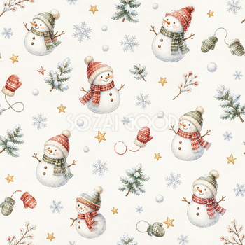かわいい雪だるまのクリスマス背景｜無料イラスト素材95809