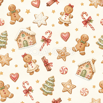 ジンジャーブレッドのクリスマス背景｜無料イラスト素材95810