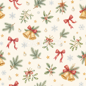 金色のベルとリボンのクリスマス背景｜無料イラスト素材95812