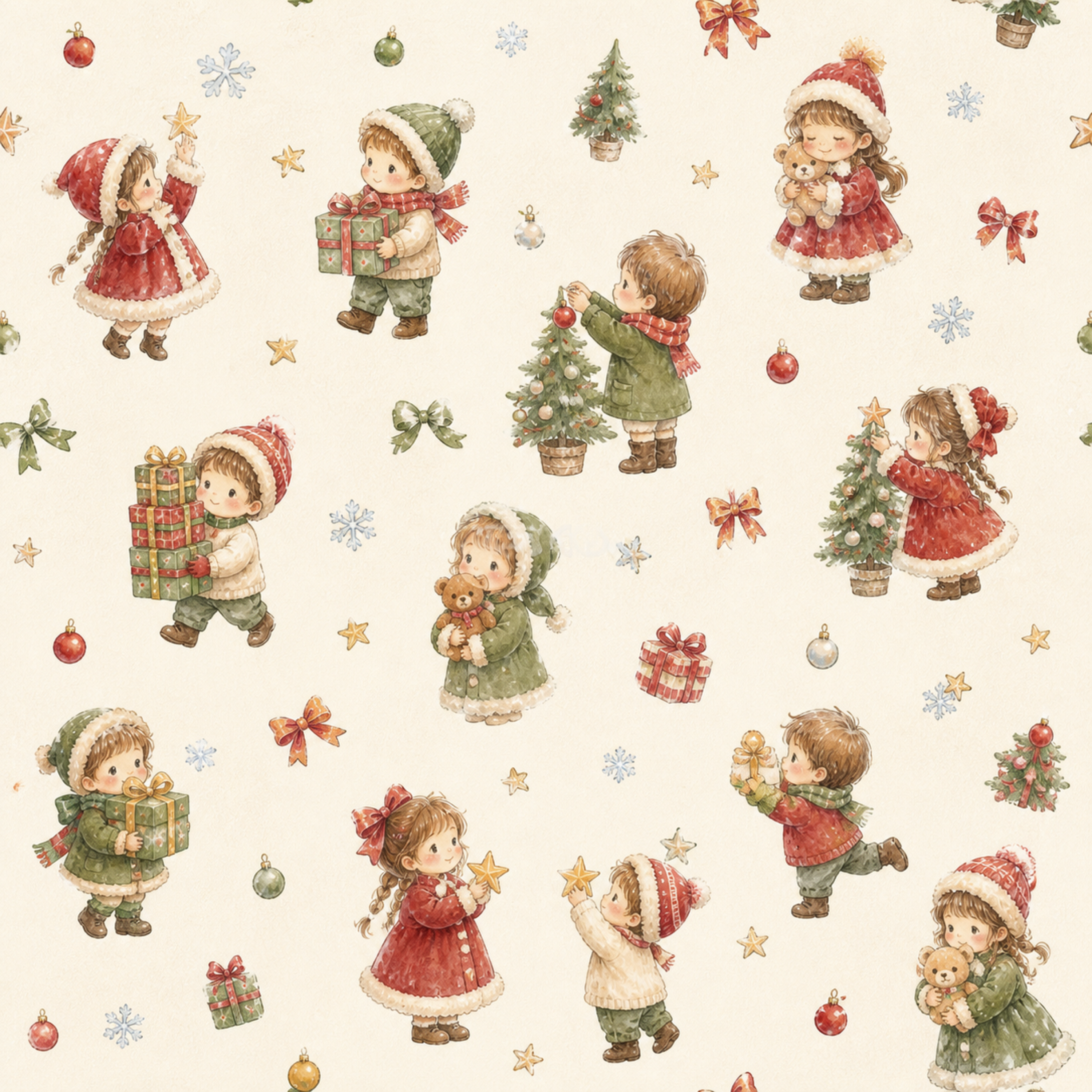 クリスマスを楽しむ子どもたちの背景｜無料イラスト素材95824に写真・文字を入れる