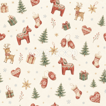 北欧調のクリスマスモチーフ背景｜水彩の無料イラスト素材95826