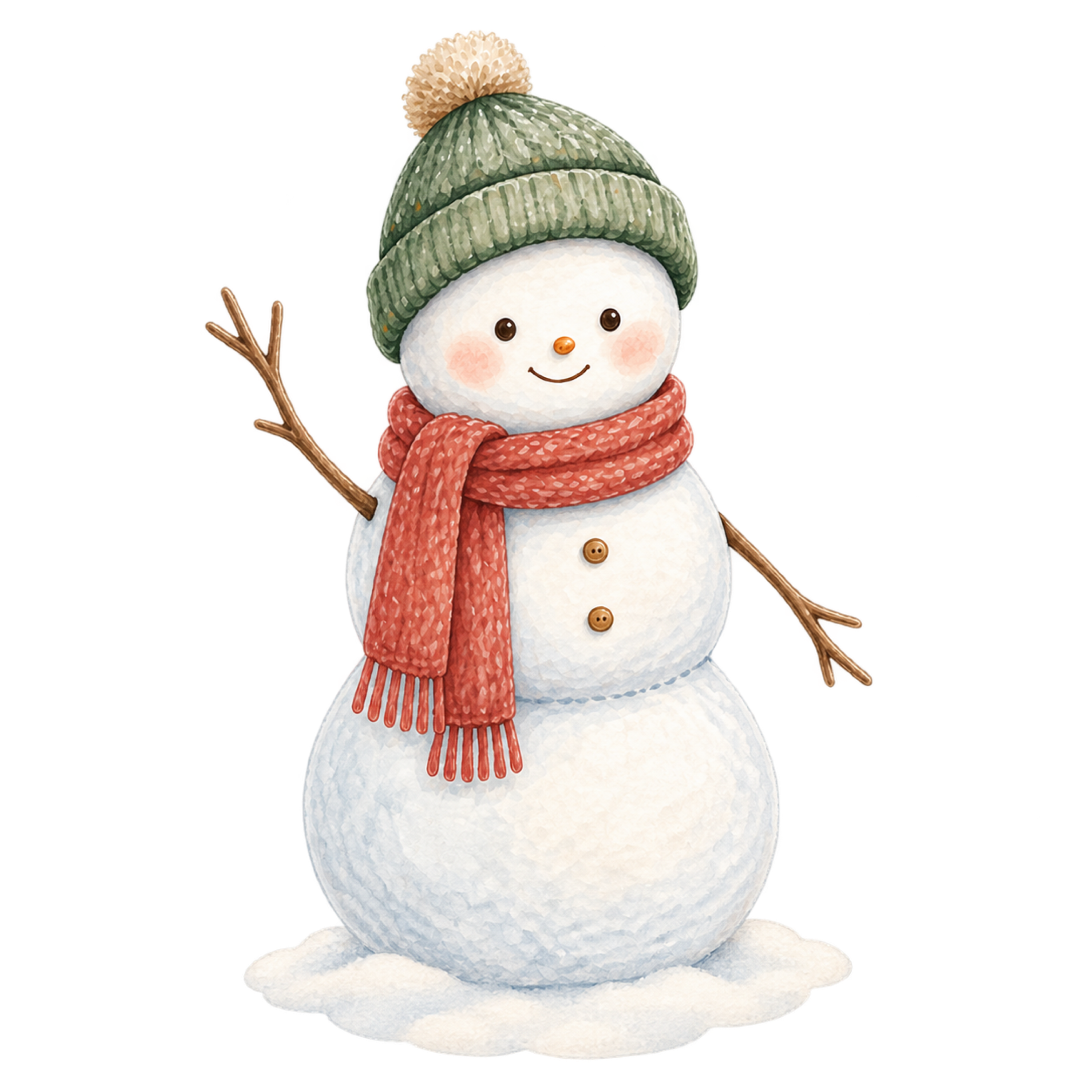 手を振るかわいい雪だるまの無料イラスト｜絵本タッチの冬素材95829に写真・文字を入れる