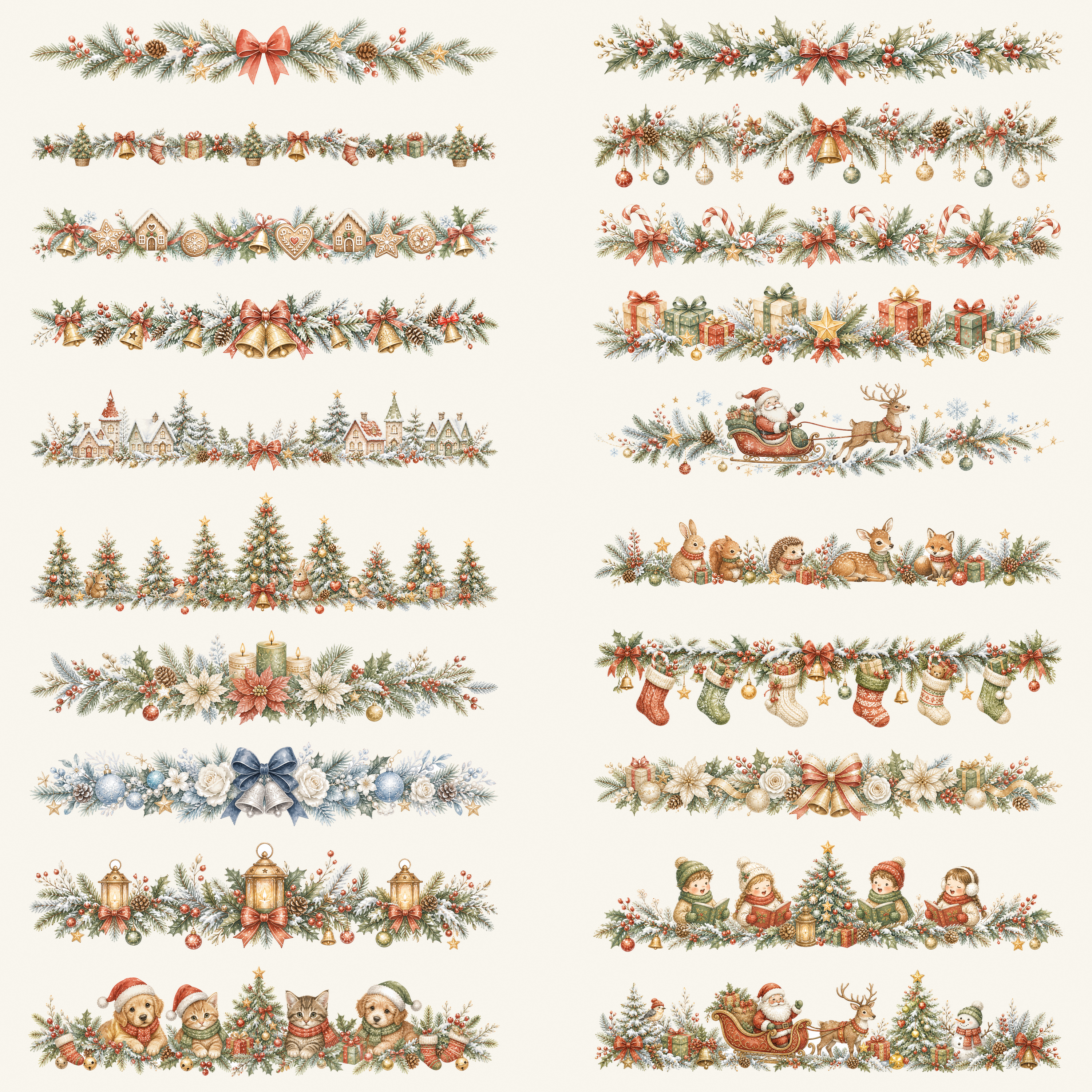 クリスマスのライン・区切り線イラスト20選｜水彩絵本タッチの無料素材95954に写真・文字を入れる