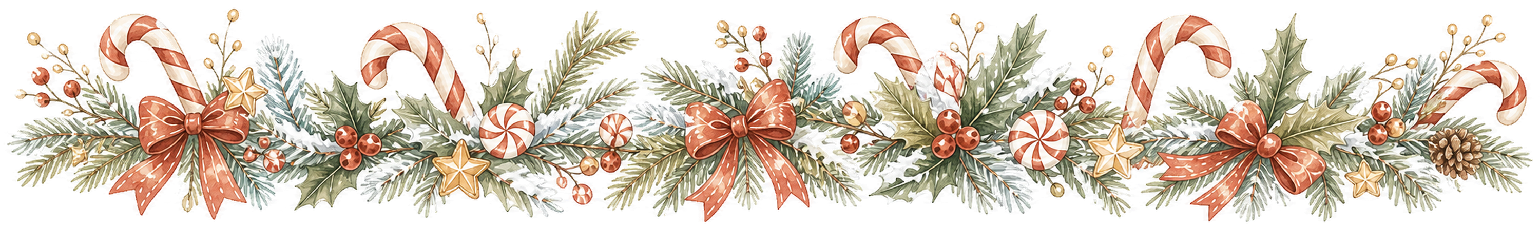 キャンディケインと赤いリボンのクリスマスラインイラスト｜絵本タッチの無料素材95960に写真・文字を入れる