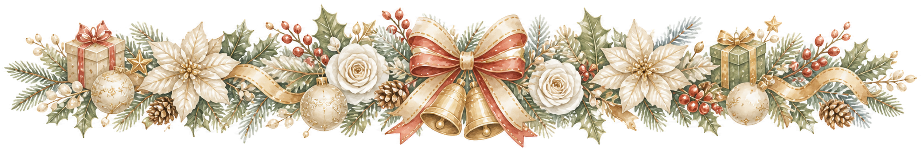 白と金の上品なクリスマスラインイラスト｜水彩絵本タッチの無料素材95970に写真・文字を入れる