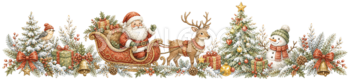 サンタクロース・トナカイ・雪だるまのクリスマスラインイラスト｜絵本タッチの無料素材95974