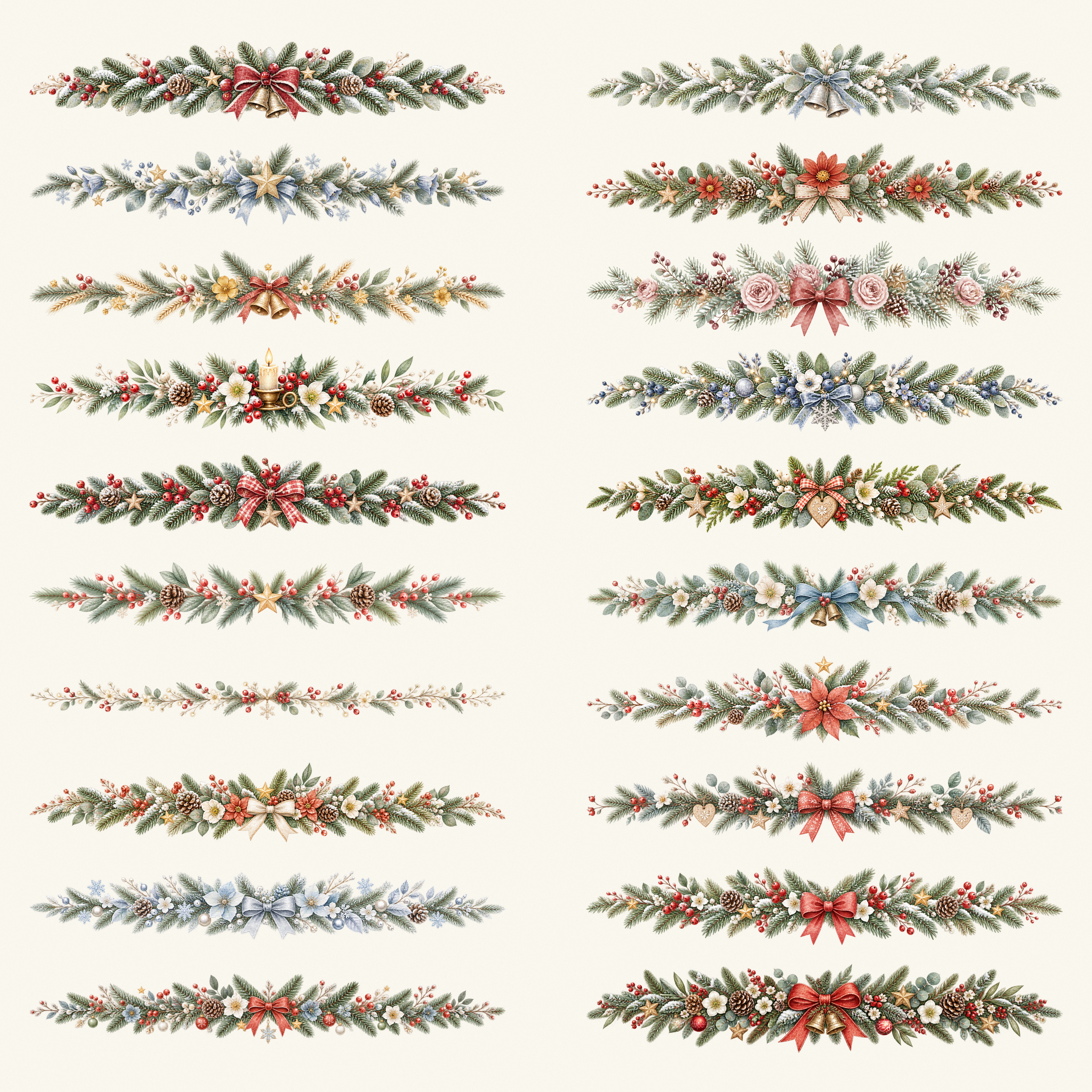 北欧ボタニカルのクリスマスライン・区切り線20選｜無料の絵本タッチイラスト素材95975に写真・文字を入れる