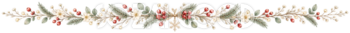 小花と赤い実の細いクリスマスライン｜無料の絵本タッチイラスト素材95988