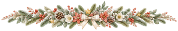 セージとテラコッタ花のクリスマスライン｜無料の絵本タッチイラスト素材95990