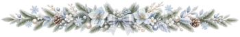 淡い青の花と雪の結晶のクリスマスライン｜無料の絵本タッチイラスト素材95992