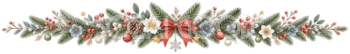 冬色の小花とオーナメントのクリスマスライン｜無料の絵本タッチイラスト素材95994