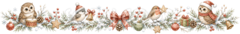 森の動物クリスマス音楽隊のライン｜水彩絵本タッチの無料イラスト素材96009