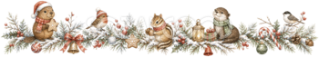 ビーバーとカワウソのクリスマスライン｜水彩絵本タッチの無料イラスト素材96010