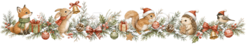 森の動物クリスマスフィナーレライン｜水彩絵本タッチの無料イラスト素材96013