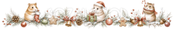 森のハムスターとお菓子のクリスマスライン｜水彩絵本タッチの無料イラスト素材96016