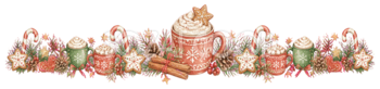 ホットココアとマシュマロのクリスマスライン無料イラスト｜水彩絵本タッチ96022