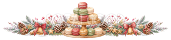 クリスマスマカロンのライン・区切り線無料イラスト｜水彩絵本タッチ96029