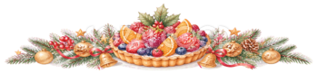 フルーツタルトのクリスマスライン無料イラスト｜水彩絵本タッチ96030