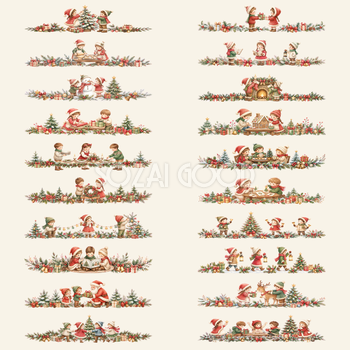 クリスマスを楽しむ子どもたちのライン・区切り線20選｜無料イラスト・絵本タッチ96040