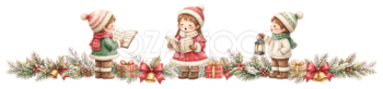 クリスマスの歌を歌う子どもたちのライン｜無料イラスト・絵本タッチ96044