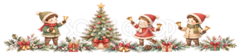 ハンドベルを鳴らす子どもたちのクリスマスライン｜無料イラスト・絵本タッチ96054