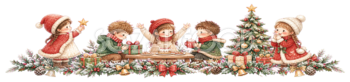 クリスマスパーティーを楽しむ子どもたちのライン｜無料イラスト・絵本タッチ96060