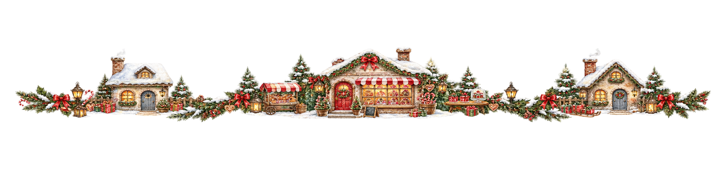 クリスマスのパン屋ラインイラスト｜無料・水彩絵本タッチ96065に写真・文字を入れる