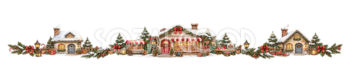 クリスマスのパン屋ラインイラスト｜無料・水彩絵本タッチ96065