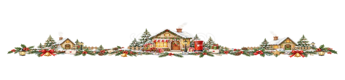 雪の郵便局クリスマスラインイラスト｜無料・水彩絵本タッチ96067